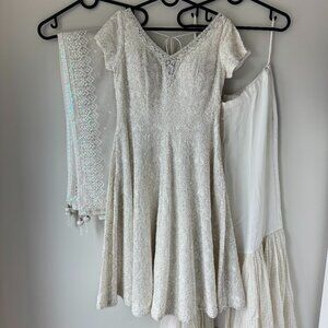 3-piece Indian White Gharara Outfit